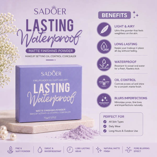 Sadoer Waterproof Matte Finishing Powder – 15g
