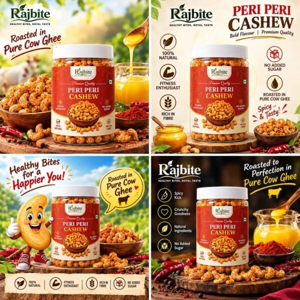 Rajbite Premium Peri Peri Cashew 300g – Spicy Roasted Kaju with Peri Peri